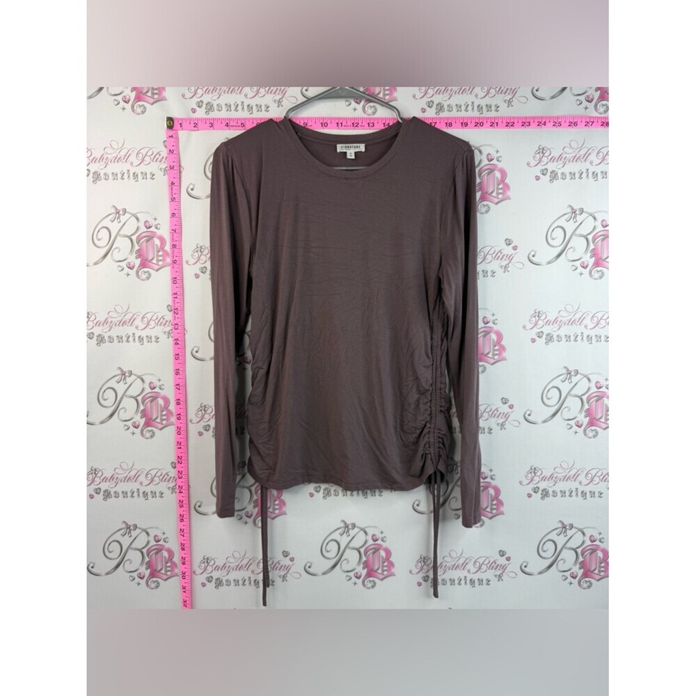Reitmans shirt stretchy top purple mauve Long Sleeve Ruched Side Top - Mauve